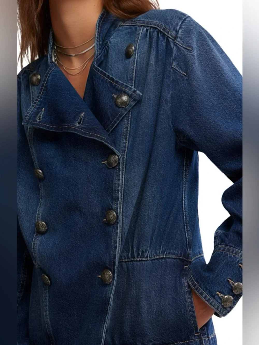 Free People NWOT Denim Jacket Size Medium - Picture 6 of 12
